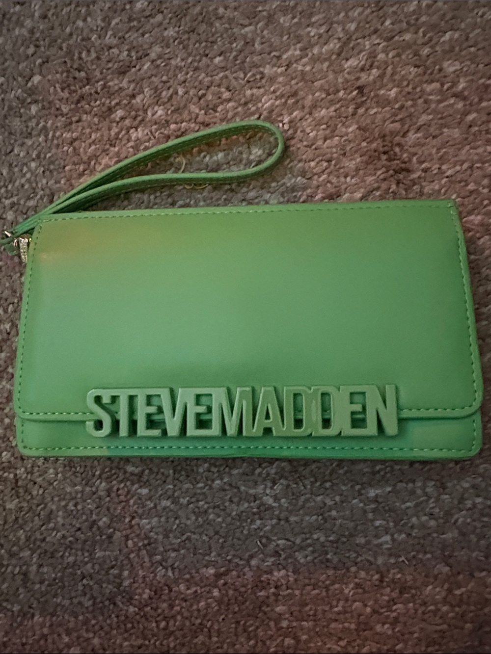 Steve Madden Bright Green Logo Wristlet Clutch